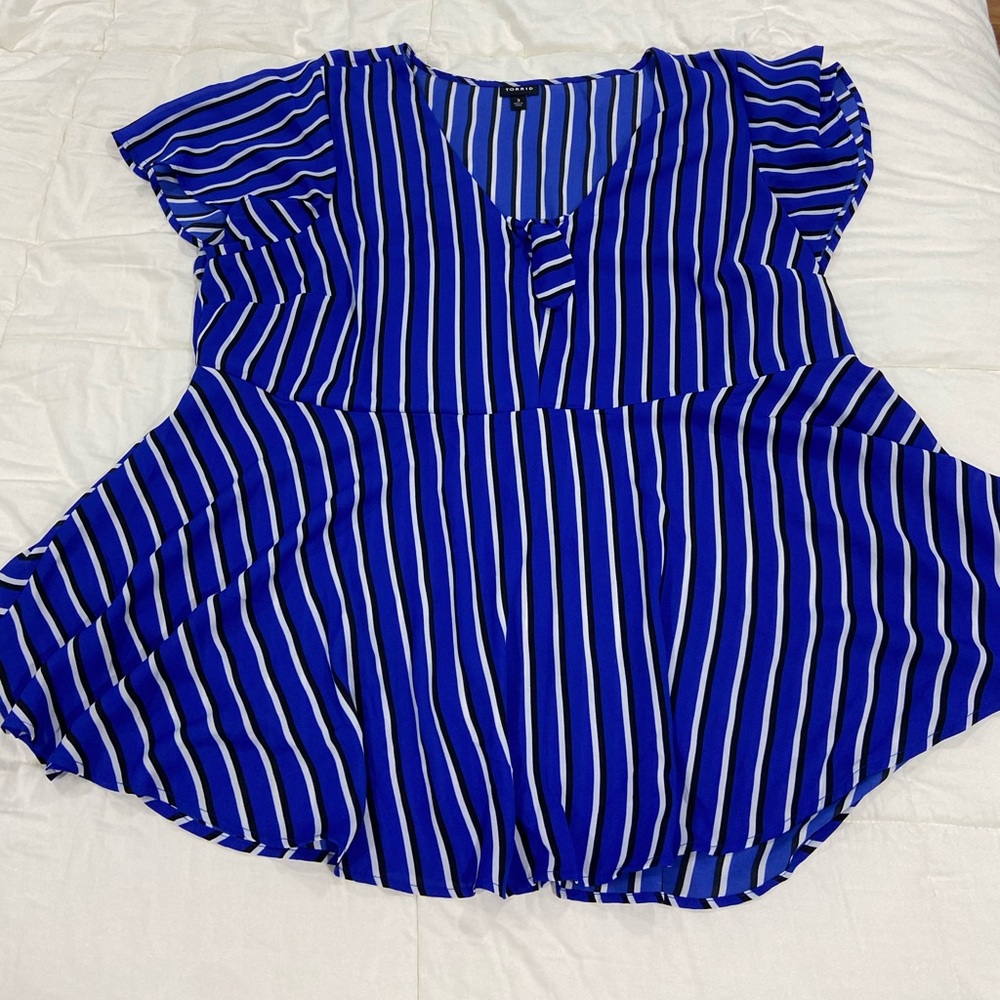 Torrid peplum striped blouse